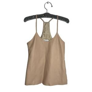 Karina Grimaldi leather camisole tank top tan Sz XS